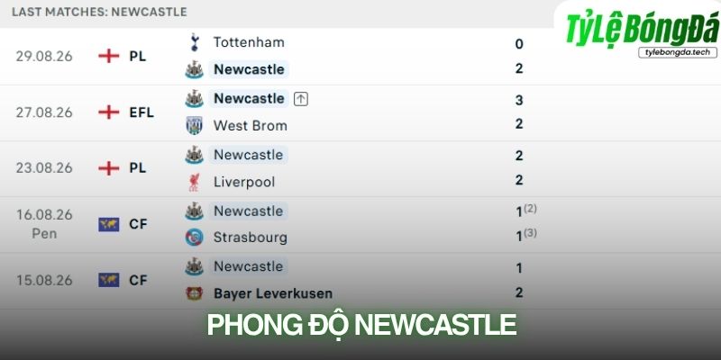 Phong độ Newcastle